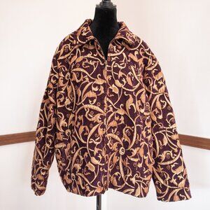 Vintage Style Burgundy Gold Tapestry Statement Jacket ELCC 2X Artist Maximalist